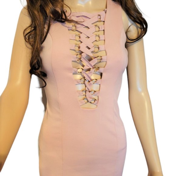 REVAMPED  Blush Rose Bodycon Sleeveless Mini Dress  Size XS - Picture 1 of 7